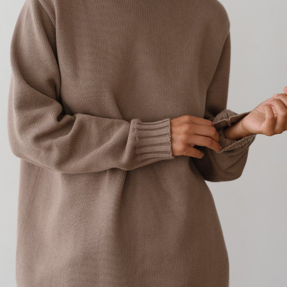 DONNI. The Cotton Cashmere Roll Neck Sweater Size SMushroom / S